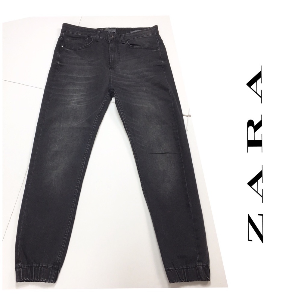 Zara High Rise Jagger Pants Legs Jeans Black